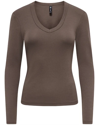 Only - ONLRiley V Neck Top - Chocolate Martini